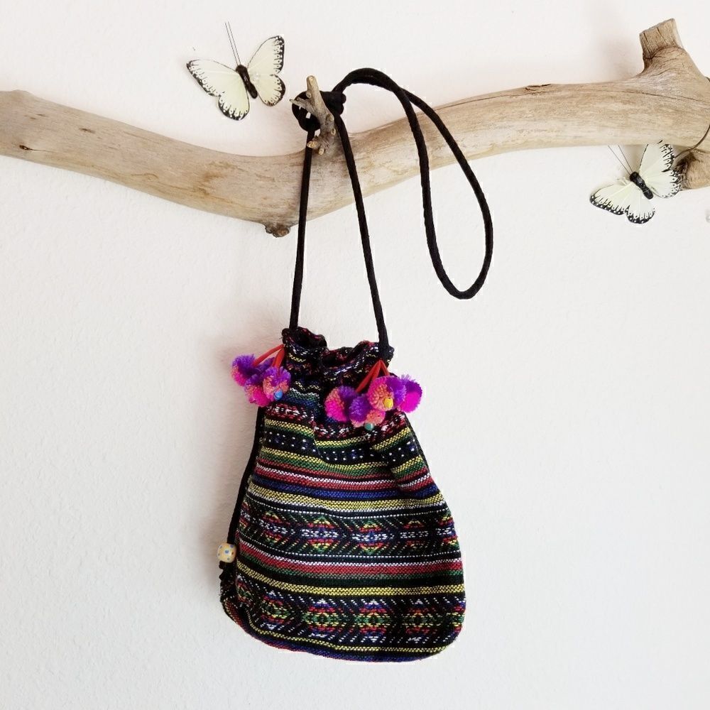Thai hand made tapestry boho drawstring crossbody